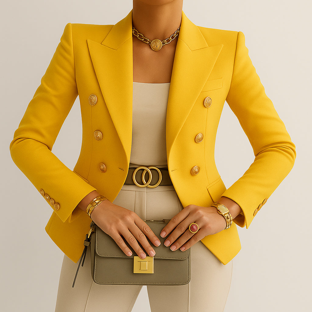Ladies Fitted Blazer | Gold Button Detail