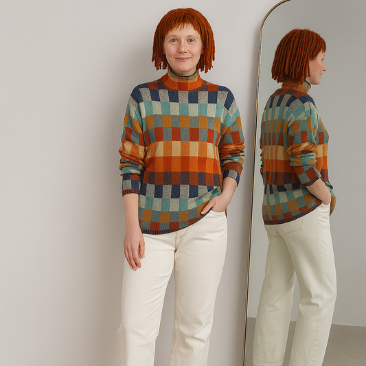 Ladies Multicolour Turtleneck Sweater | Relaxed Fit
