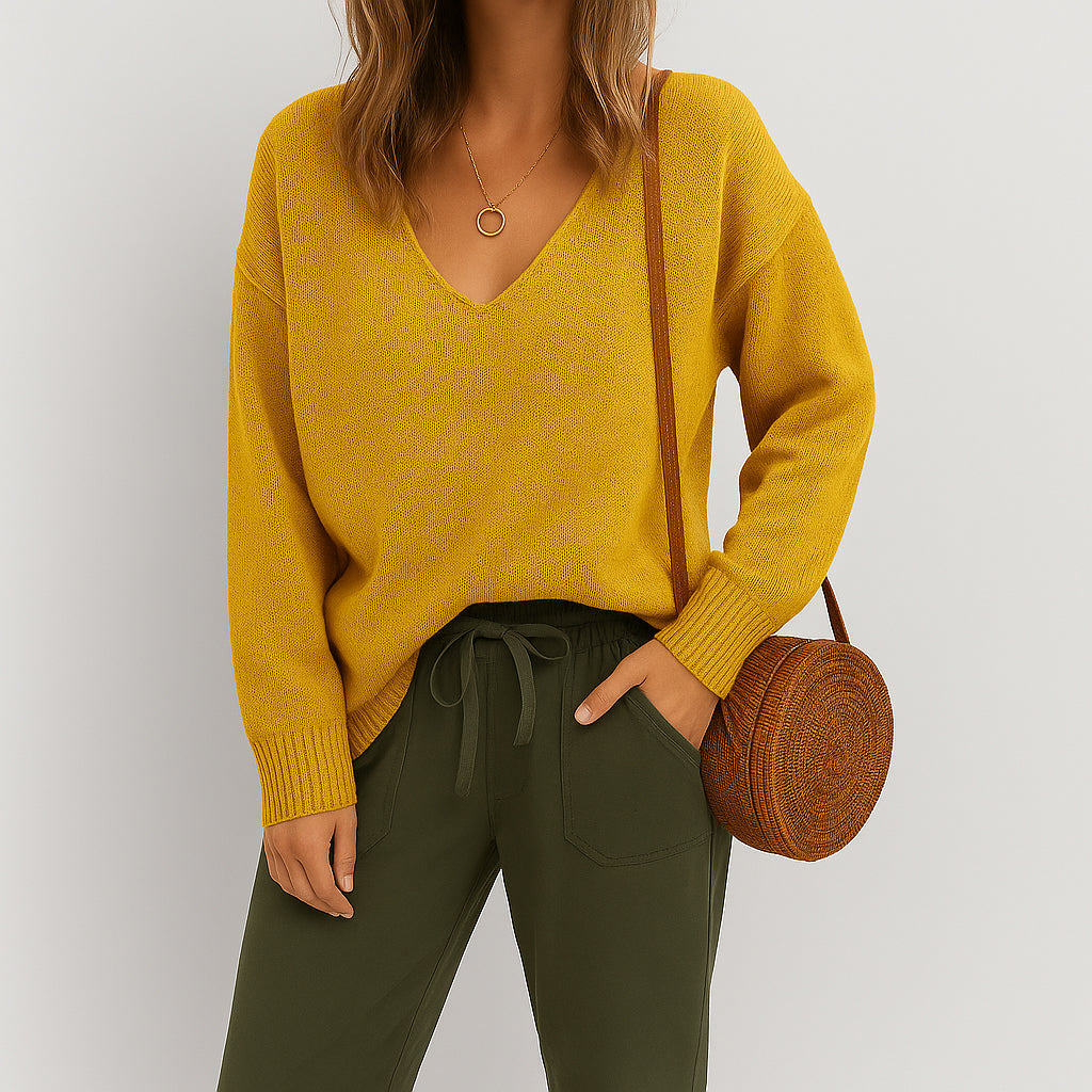 Ladies Wide Sweater | V-Neck