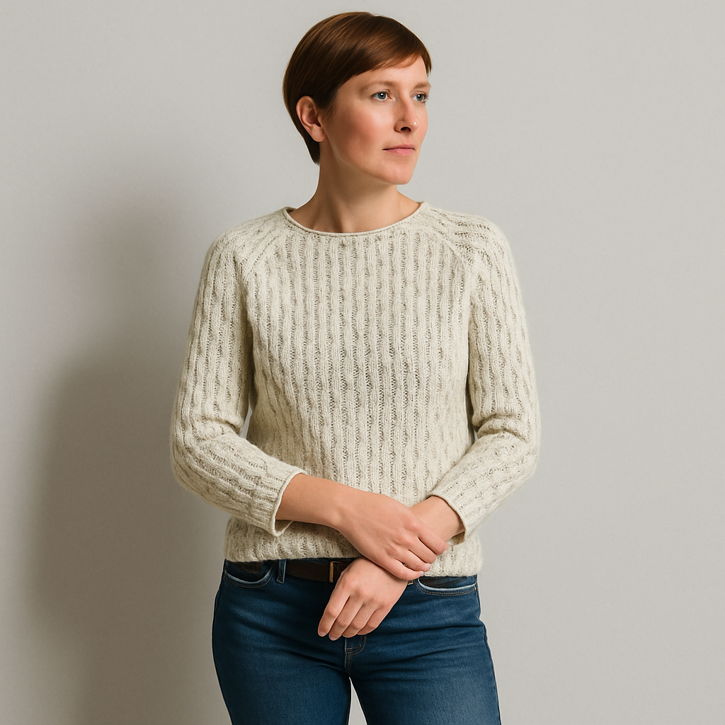 Ladies Chunky Textured Sweater | Boat Neck Straight Cut