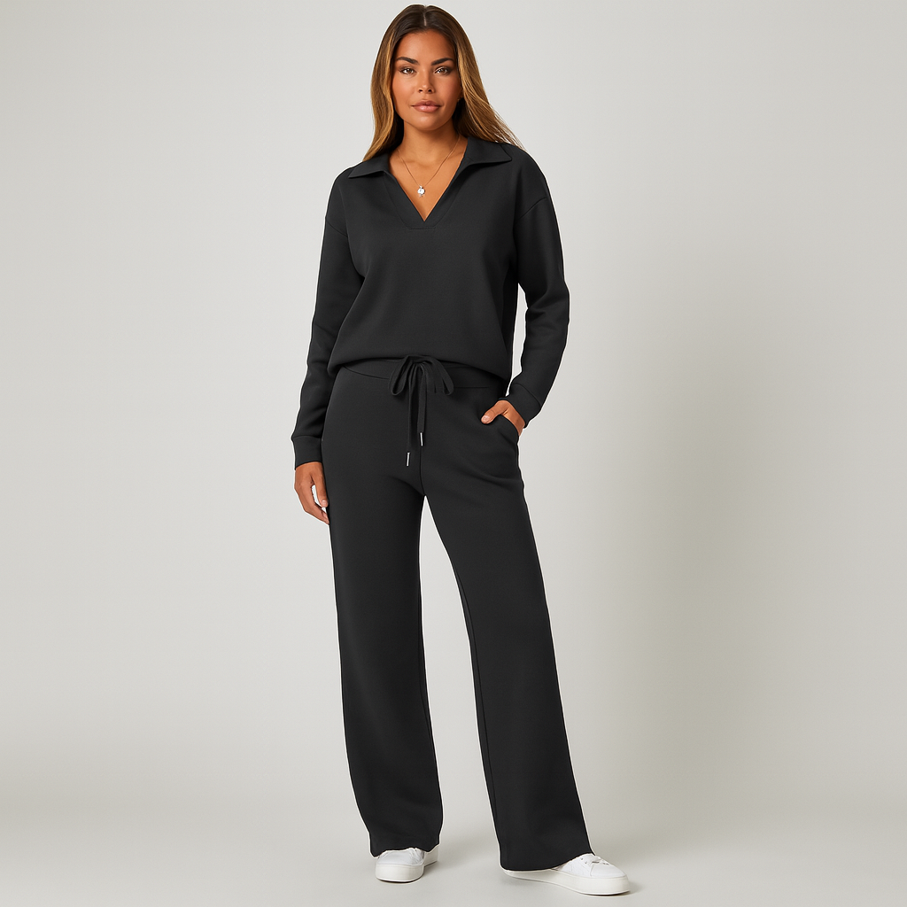 Ladies Loose Fit Loungewear Set | Zipper Collar