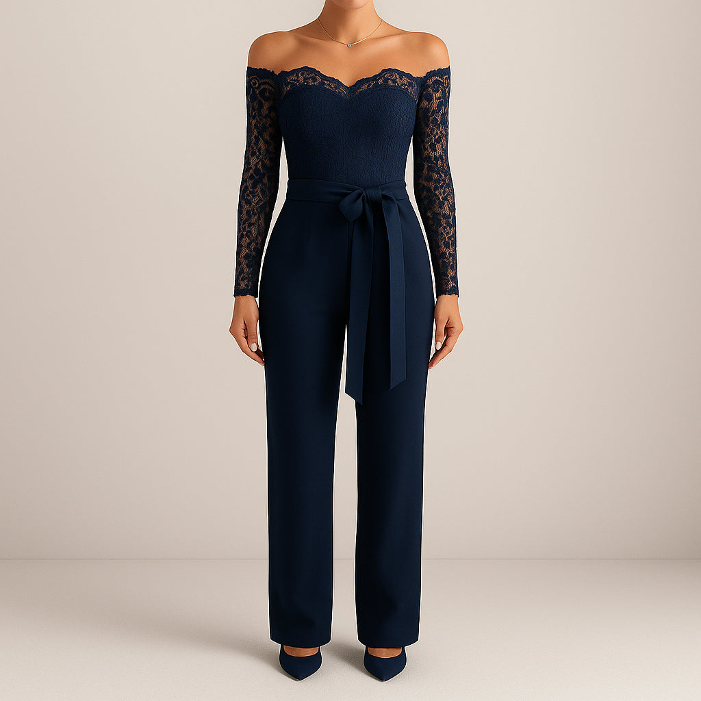 Ladies Off-Shoulder Jumpsuit | Lace Detail