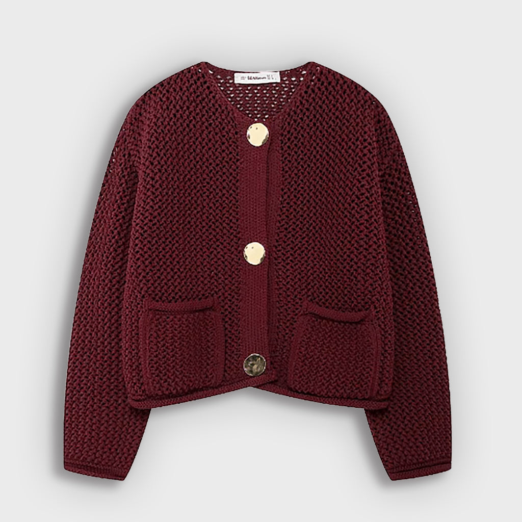 Ladies Chunky Knit Cardigan | Large Buttons
