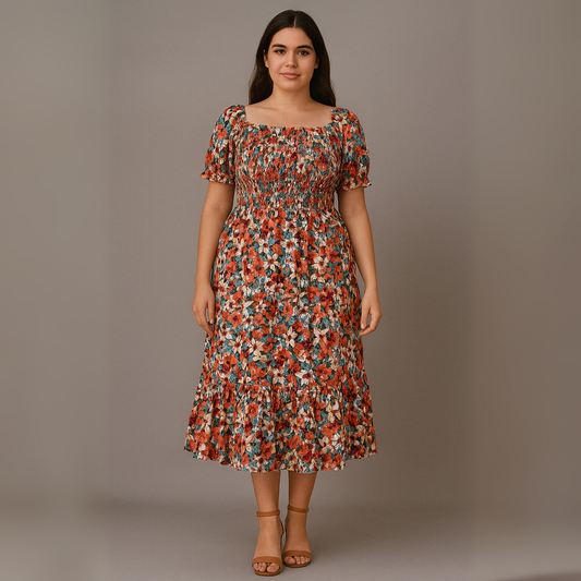 Women Floral Midi Dress | Off Shoulder Summer