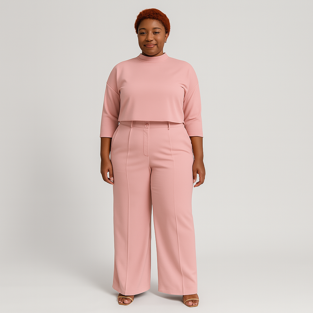 Ladies Two-Piece Set Top Pants | High-Waisted