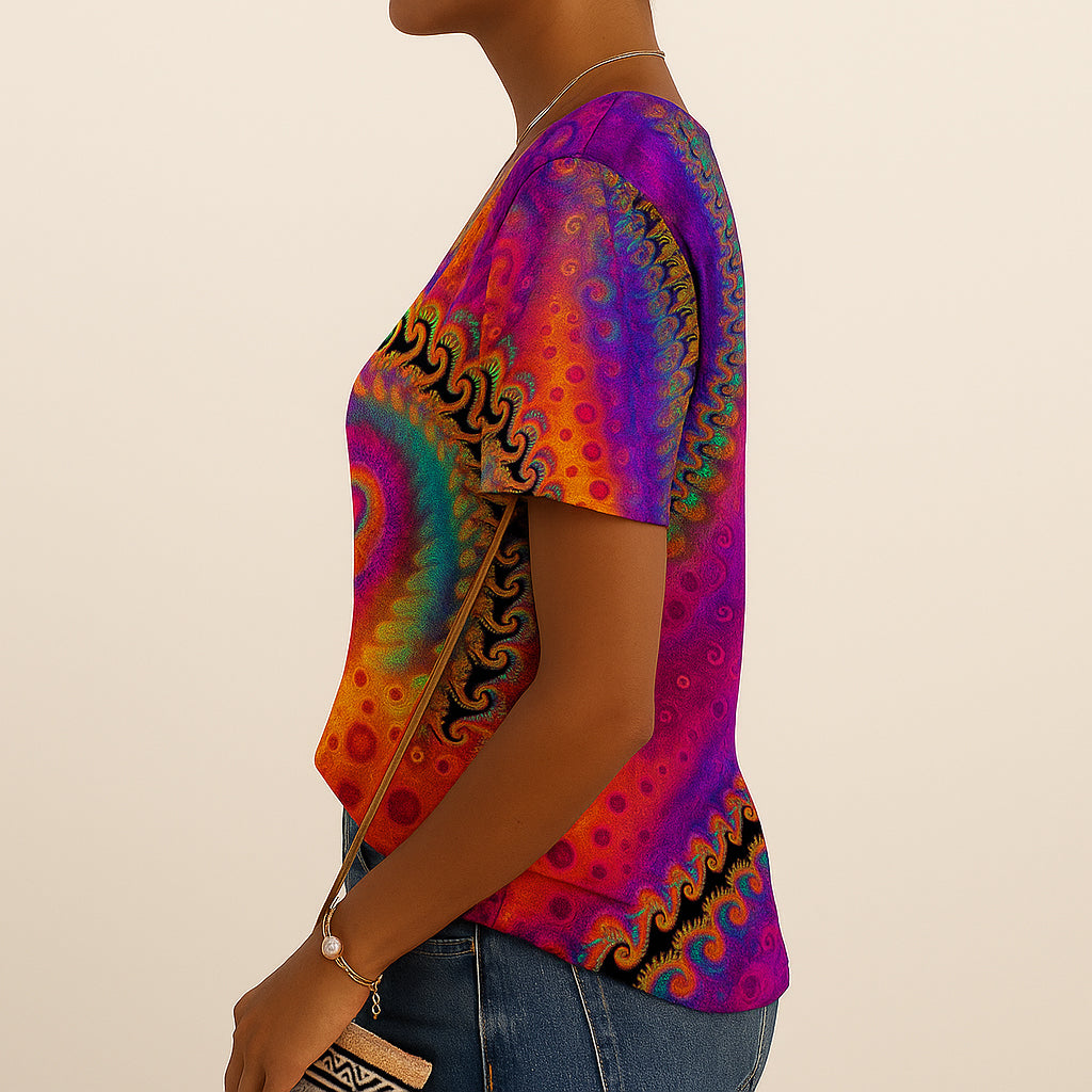Ladies Colourful T-Shirt | Spiral Print