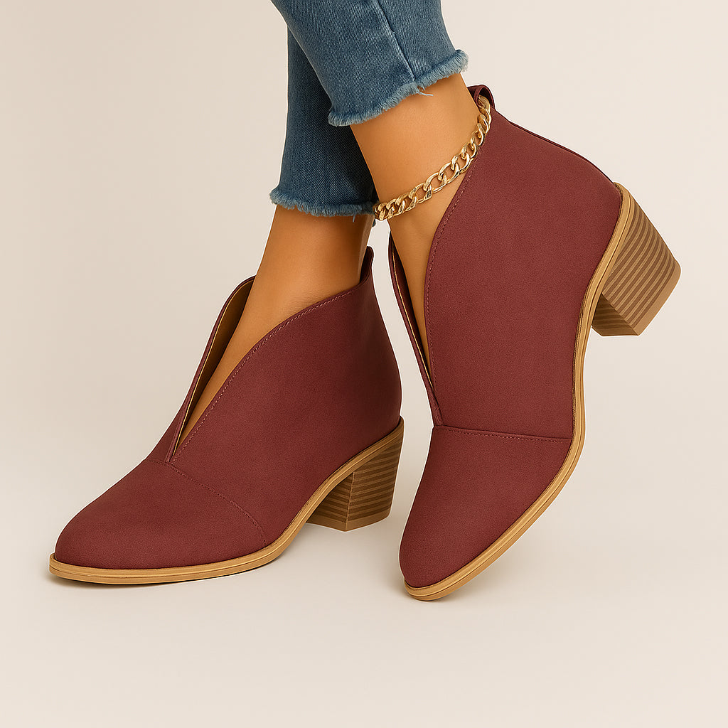 Ladies Side Cut Booties | Block Heel Design
