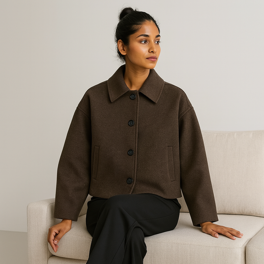 Ladies Wide Fit Short Jacket | Button Closure