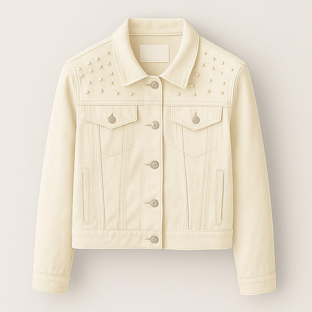 Ladies Cropped Jacket | Pearl Embellishment