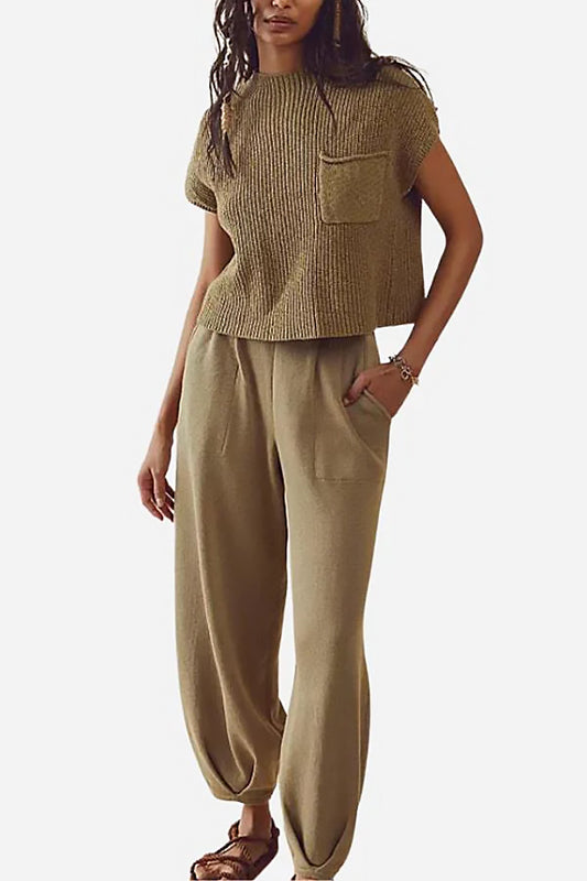 Ladies Sleeveless Lounge Set | Wide Leg