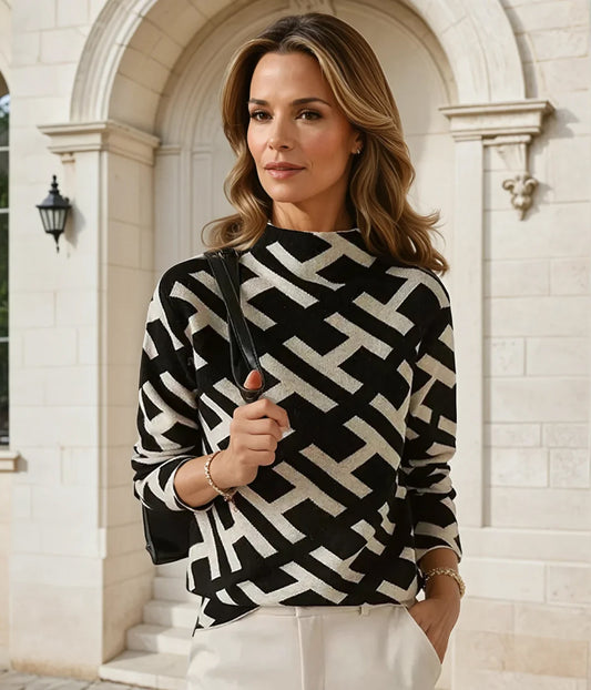 Ladies Patterned Sweater | Black Contrasts