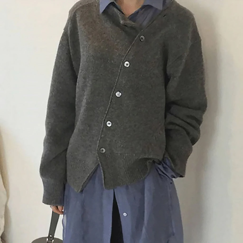 Ladies Loose Knit Cardigan | Button Closure
