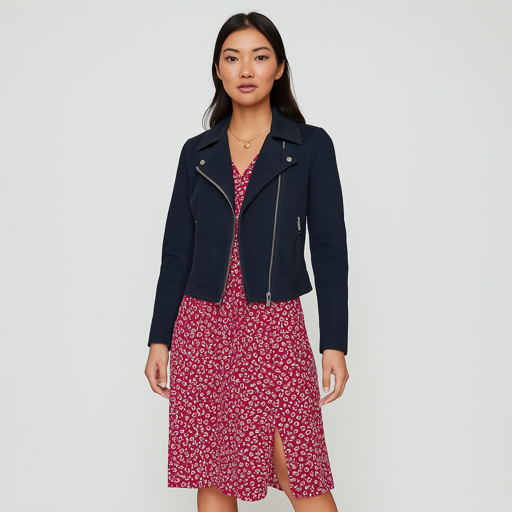 Ladies Fitted Biker Jacket | Asymmetric Zipper