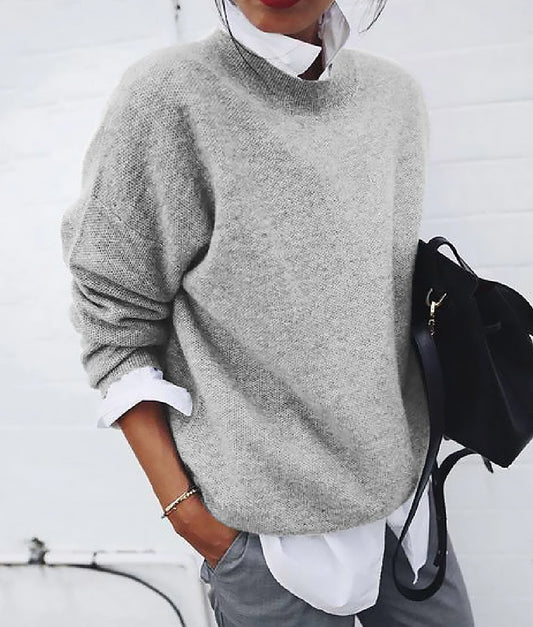 Ladies Loose Fit Knit Sweater | Round Neck