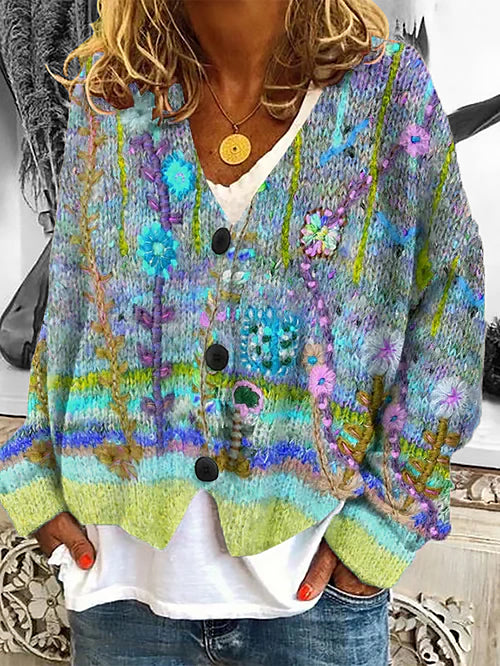 Ladies Printed Cardigan | Loose Fit