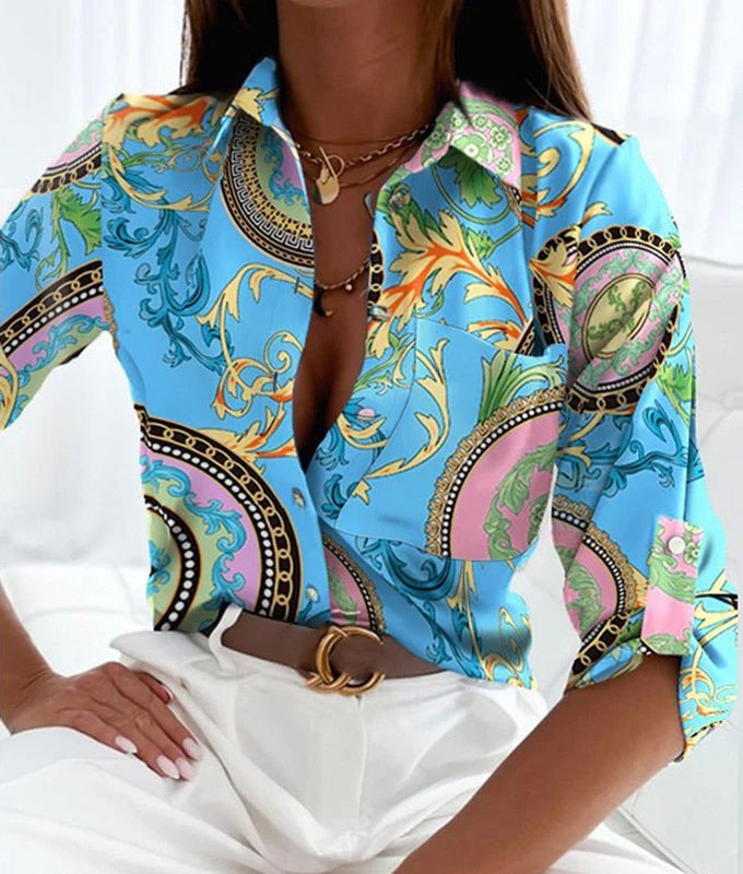 Ladies Patterned Blouse | Collar Neck Design