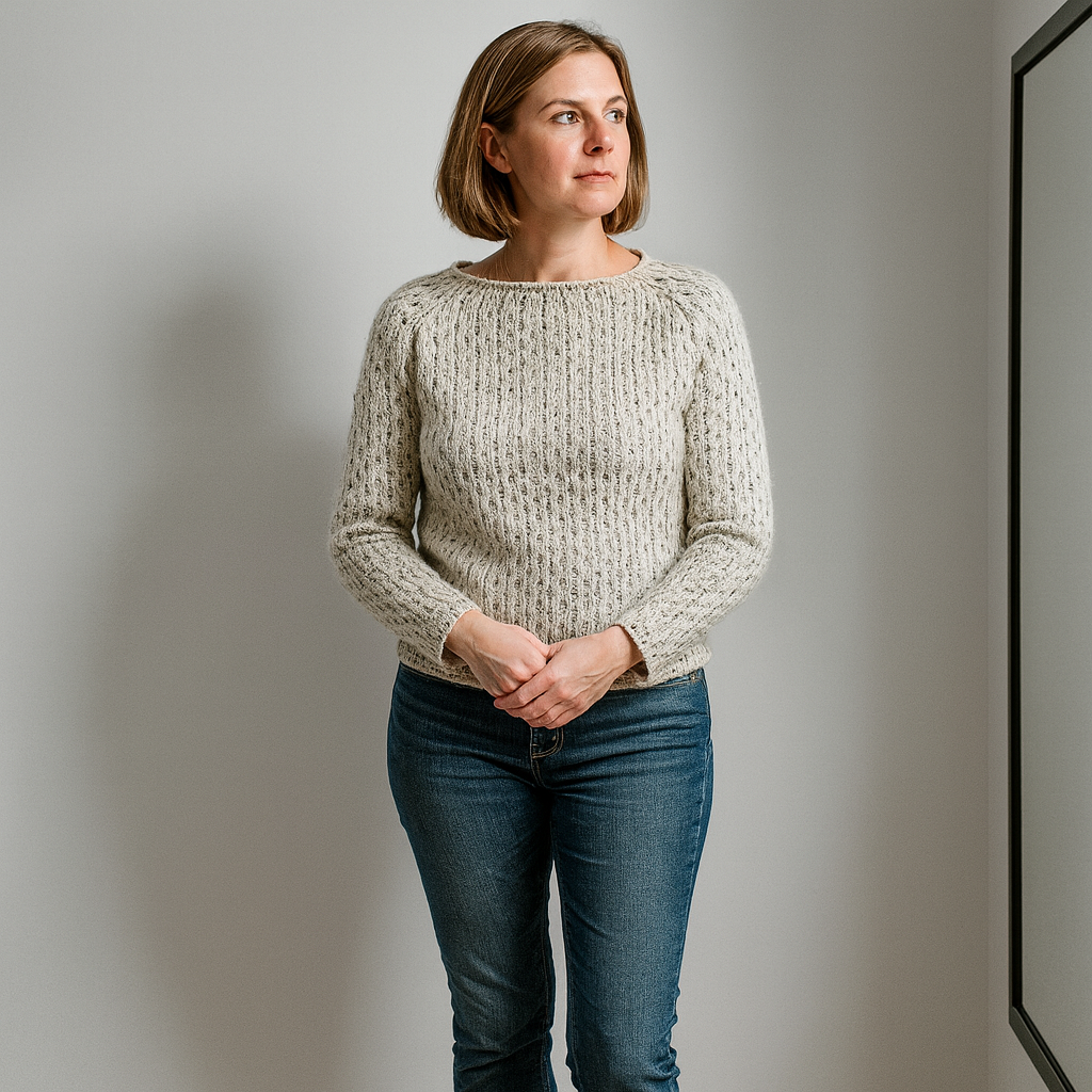 Ladies Chunky Textured Sweater | Boat Neck Straight Cut