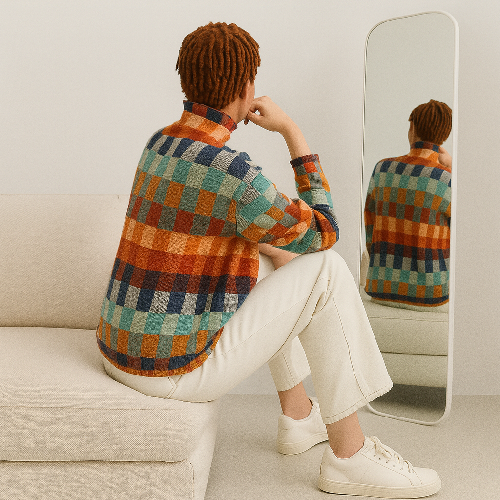 Ladies Multicolour Turtleneck Sweater | Relaxed Fit