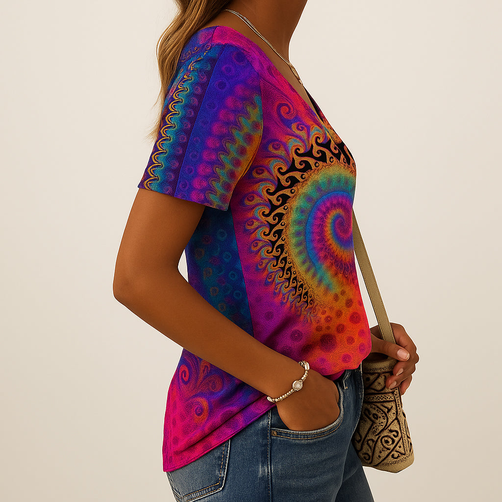 Ladies Colourful T-Shirt | Spiral Print