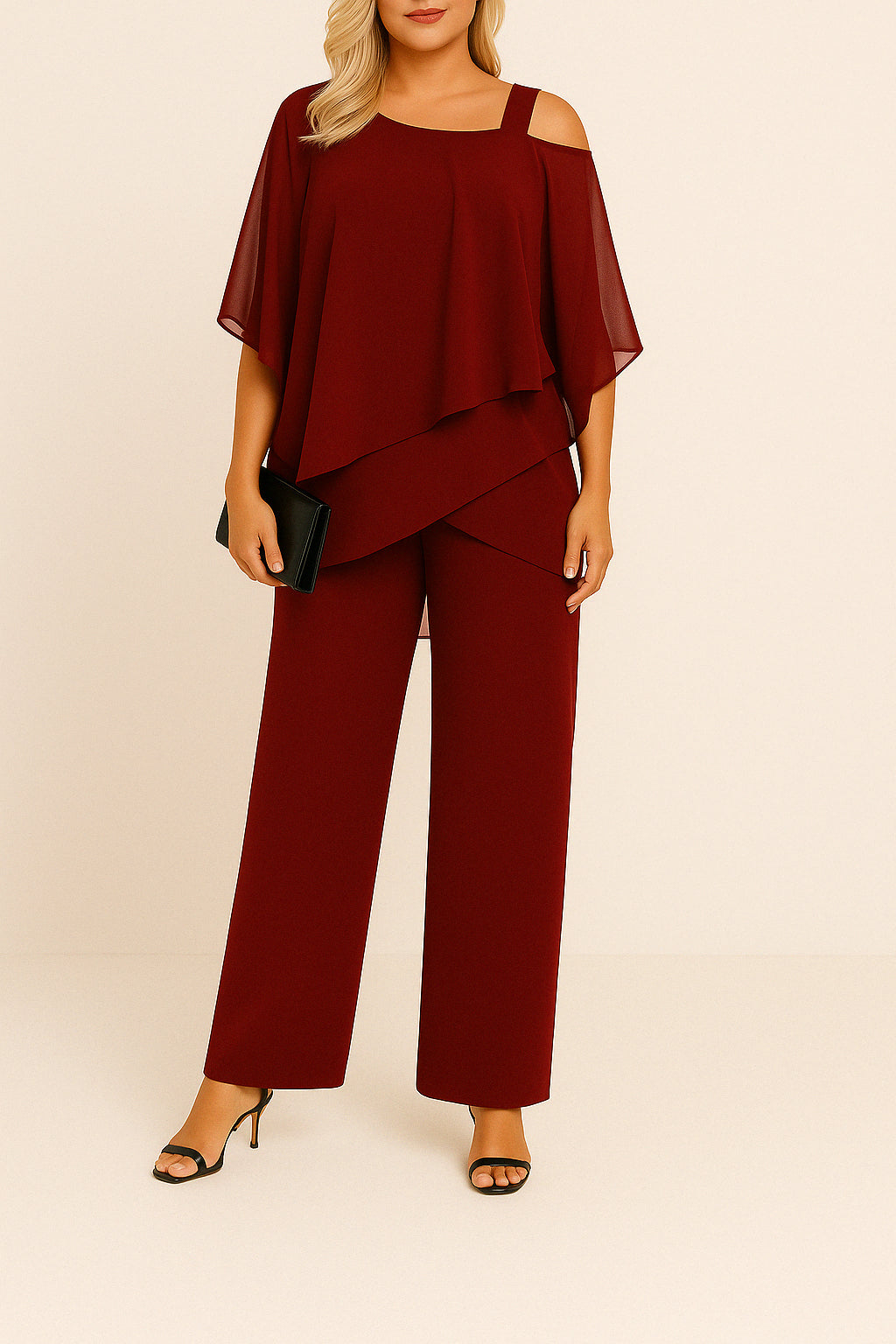 Ysolde | Women Off Shoulder Trouser Set | Wide Leg Draped