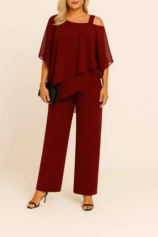 Ysolde | Women Off Shoulder Trouser Set | Wide Leg Draped