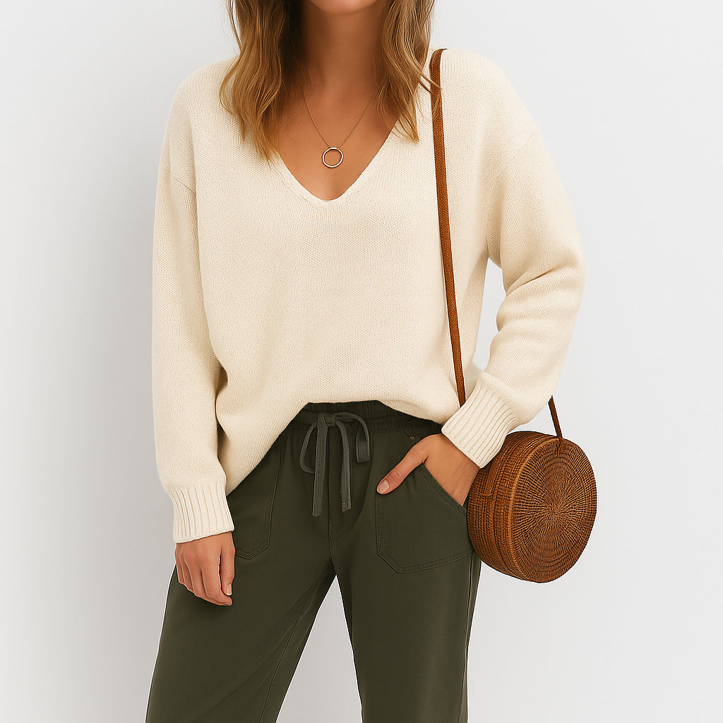 Ladies Wide Sweater | V-Neck