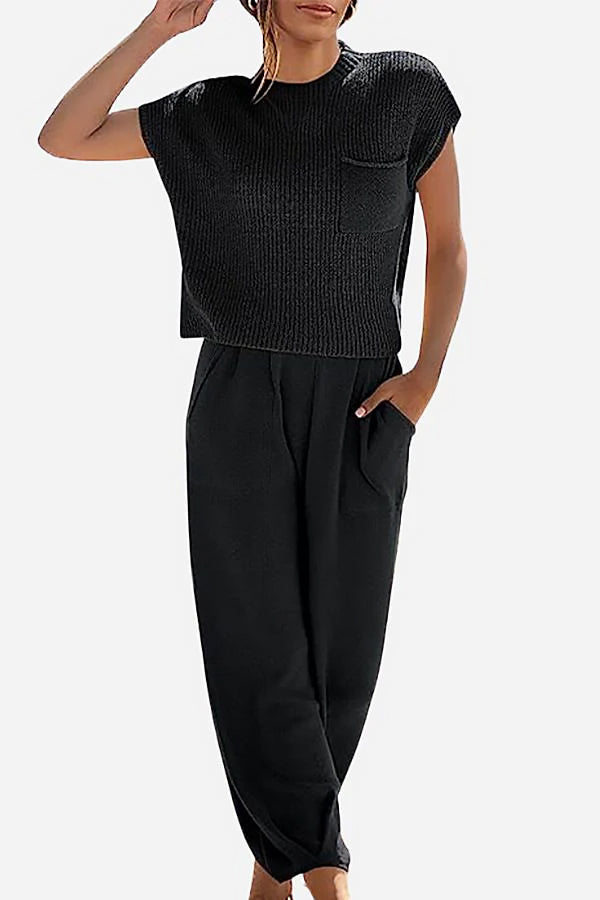 Ladies Sleeveless Lounge Set | Wide Leg