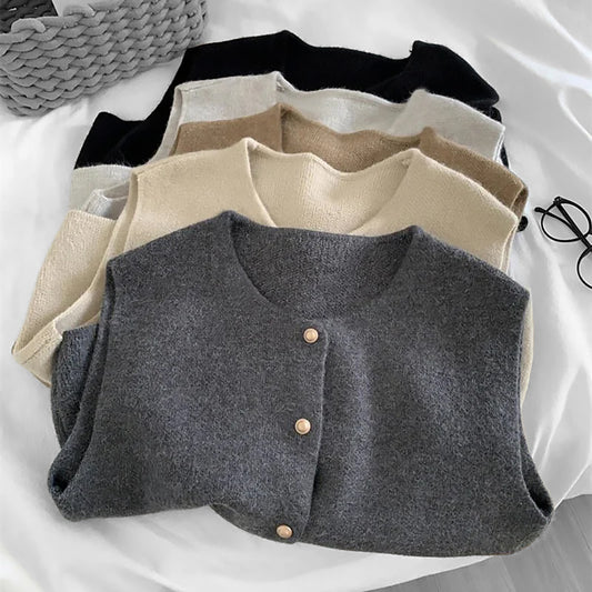 Ladies Sleeveless Knitted Waistcoat | Button placket