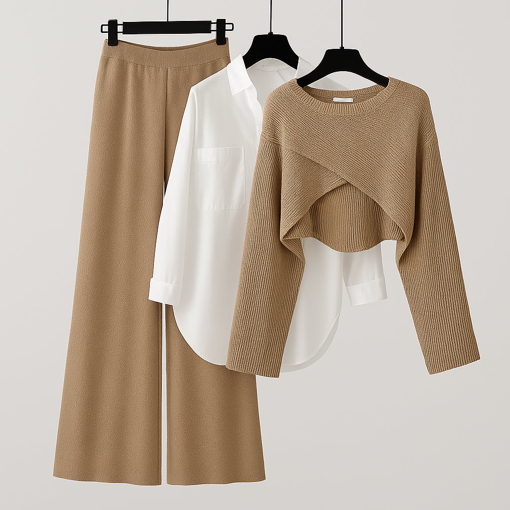 Ladies Wide Leg Trousers Suit | Three Piece Outfit
