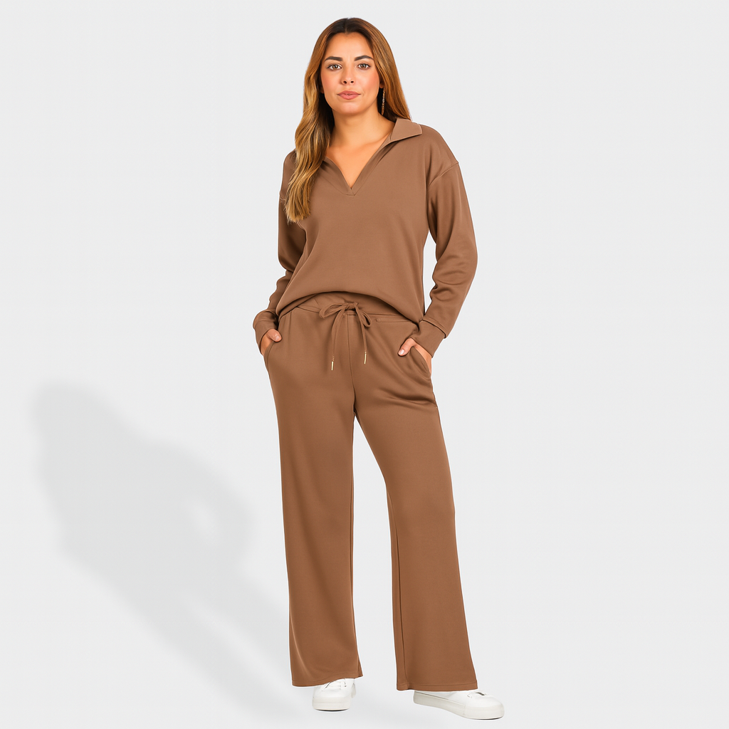 Ladies Loose Fit Loungewear Set | Zipper Collar