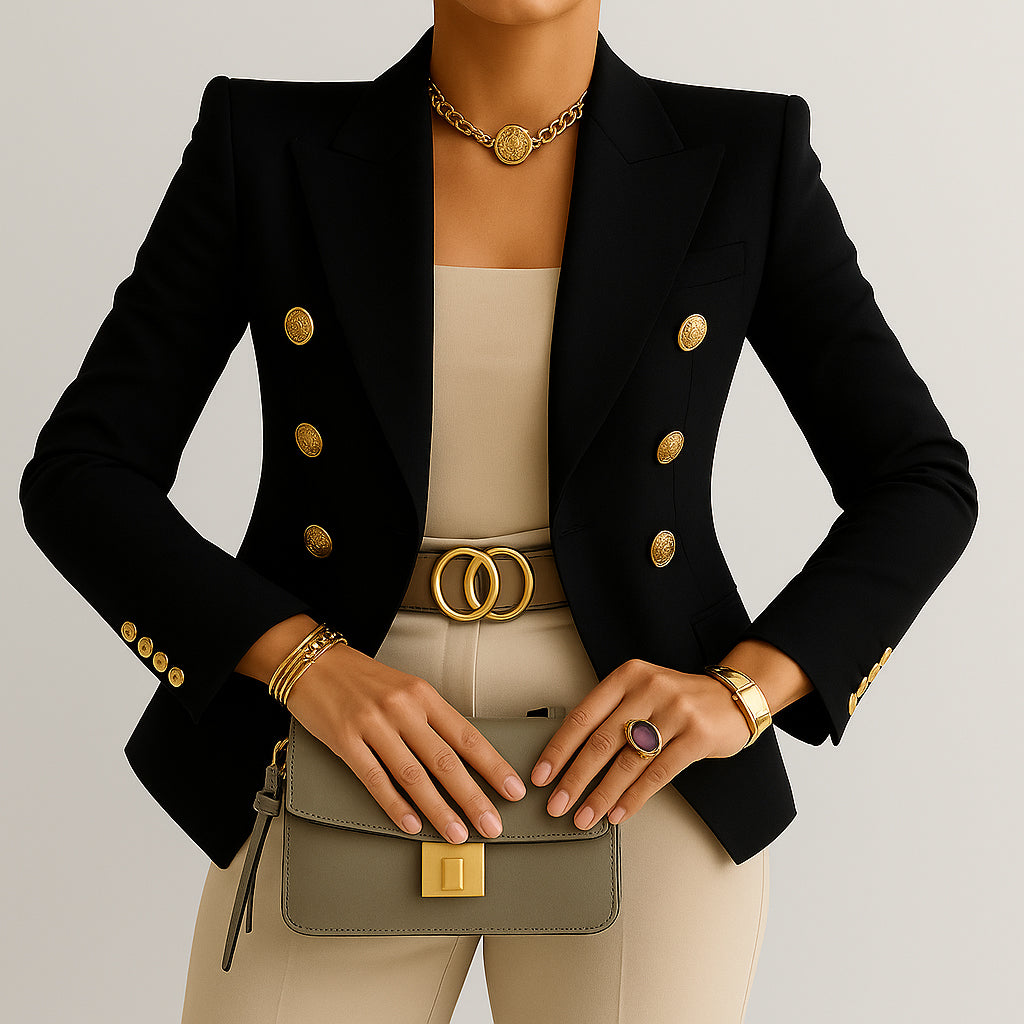 Ladies Fitted Blazer | Gold Button Detail