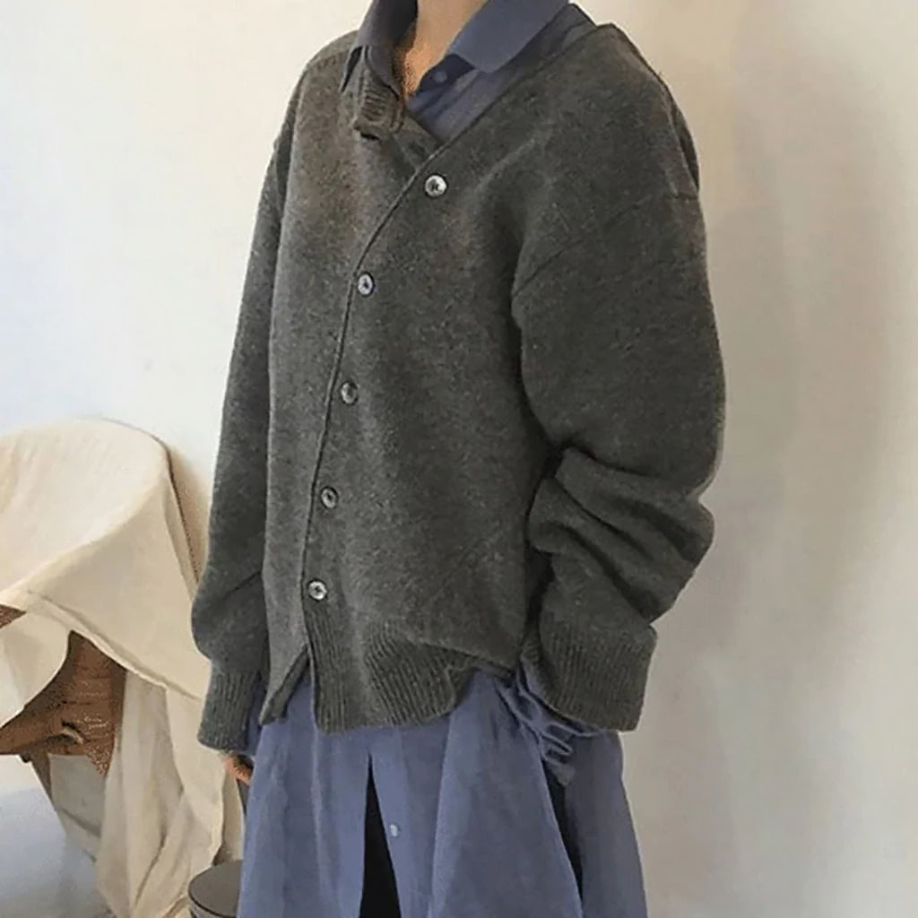 Ladies Loose Knit Cardigan | Button Closure