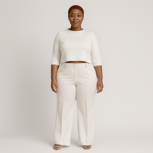 Ladies Two-Piece Set Top Pants | High-Waisted