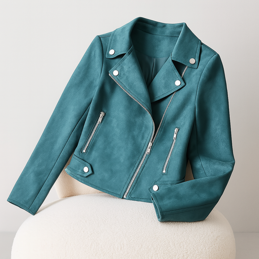 Ladies Short Biker Jacket | With Zippers