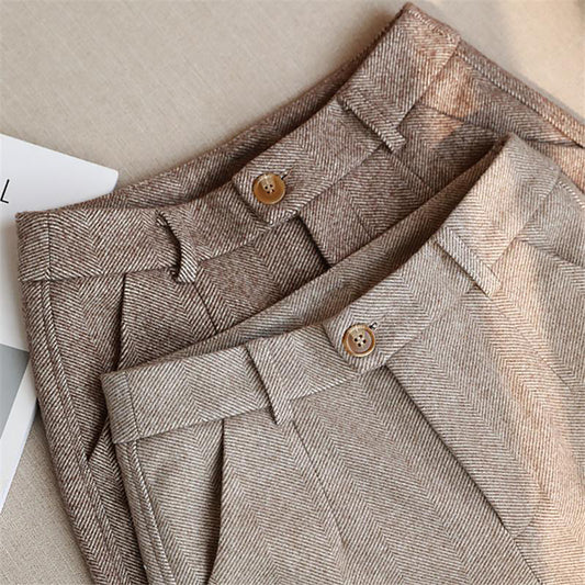 Ladies Structured High Waist Pants | Straight Leg