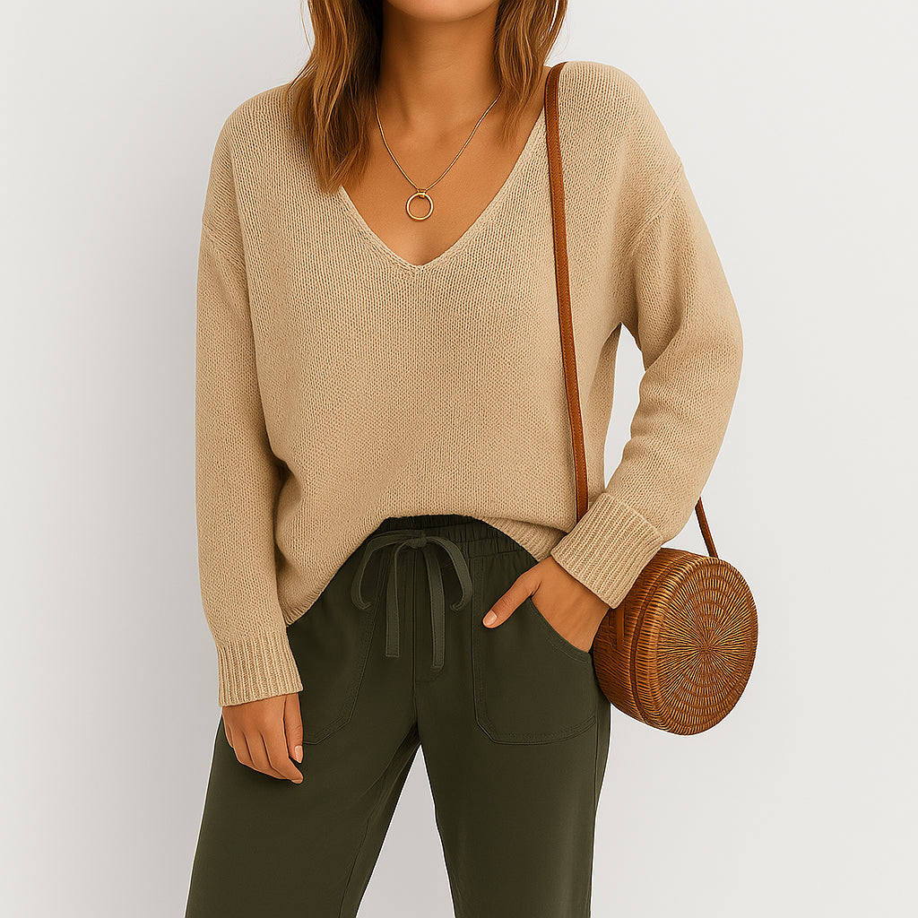 Ladies Wide Sweater | V-Neck
