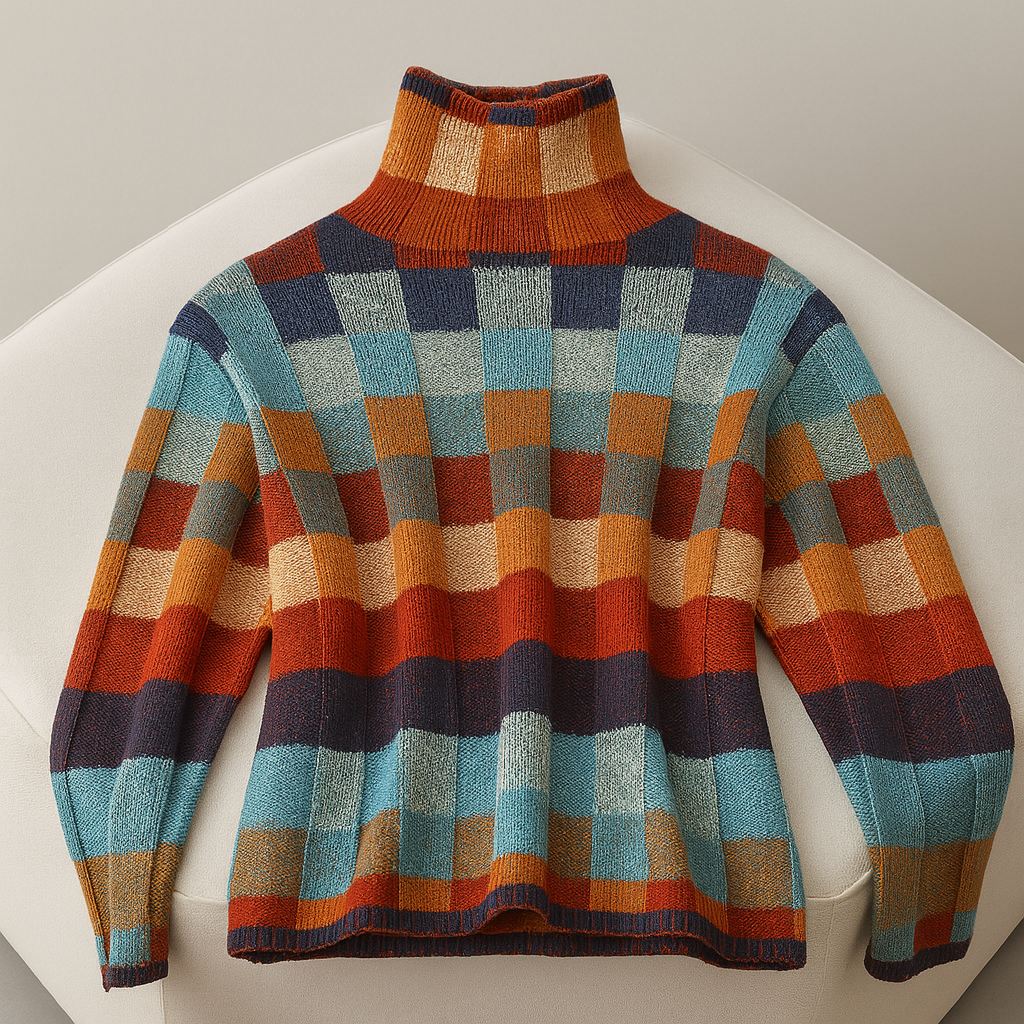Ladies Multicolour Turtleneck Sweater | Relaxed Fit
