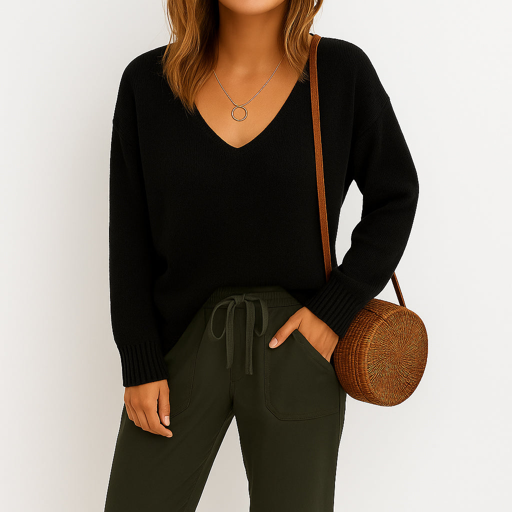 Ladies Wide Sweater | V-Neck