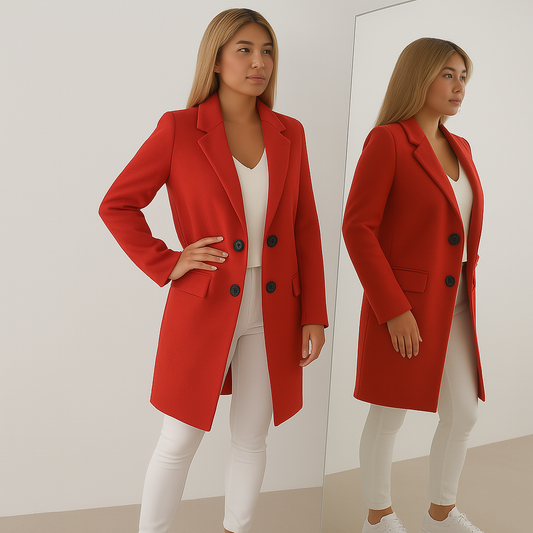 Ladies Fitted Short Coat | Classic Lapel Collar