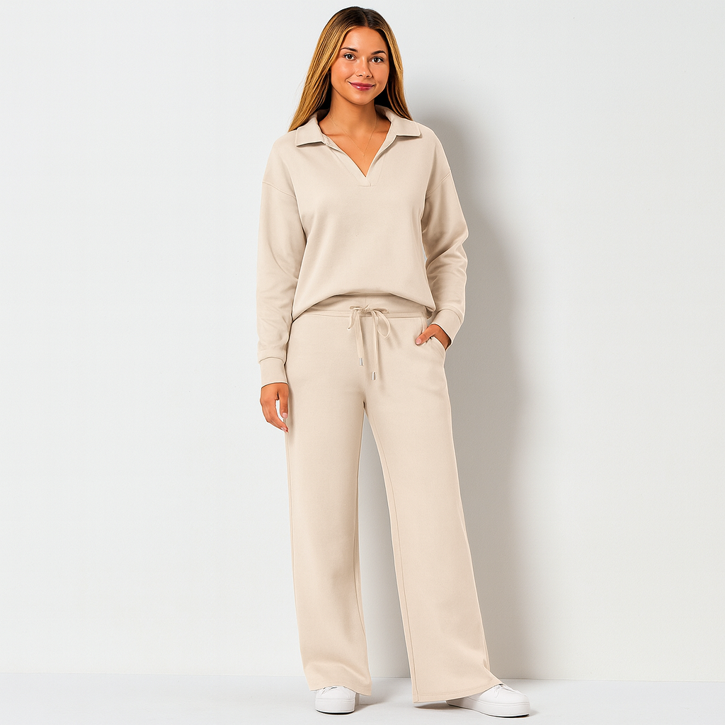 Ladies Loose Fit Loungewear Set | Zipper Collar