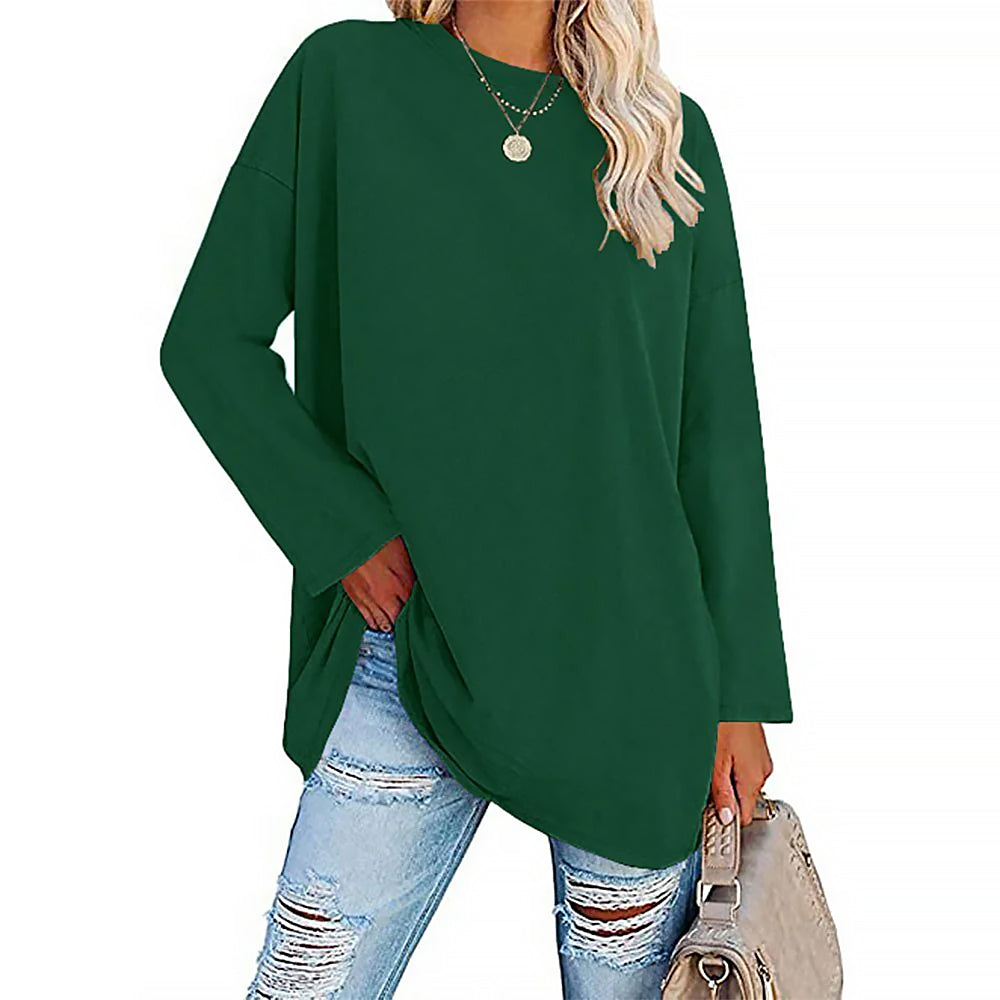 Ladies Long Sleeve Round Neck Shirt | Loose Fit