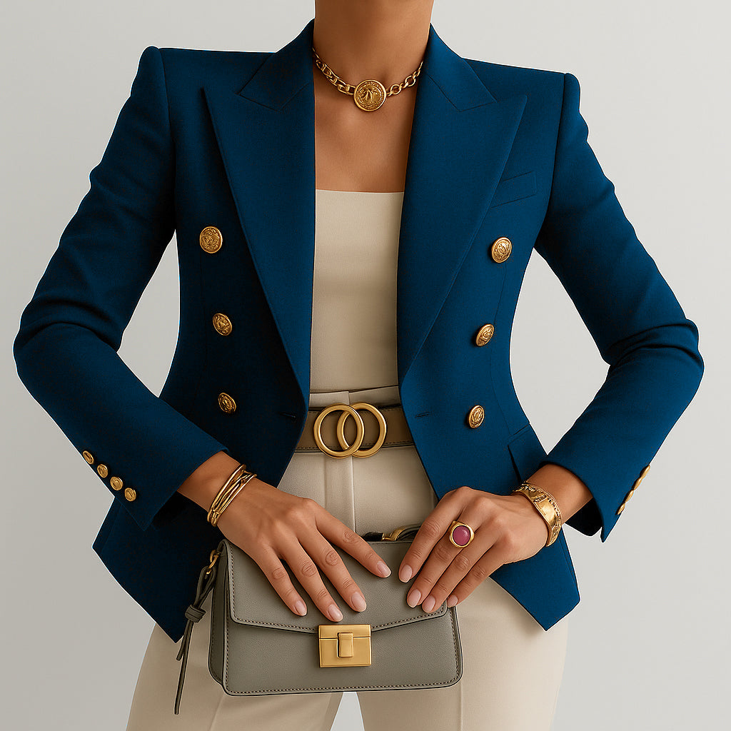 Ladies Fitted Blazer | Gold Button Detail
