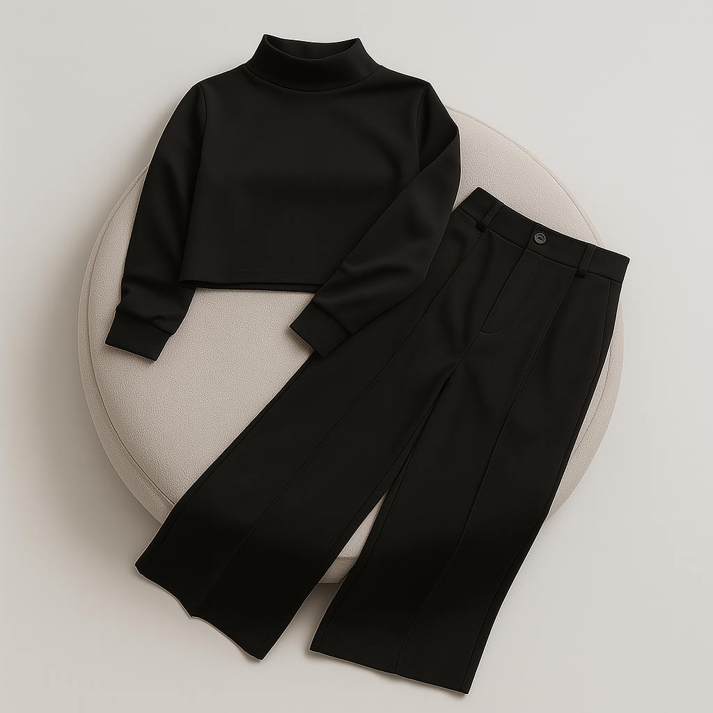 Ladies Two-Piece Set Top Pants | High-Waisted