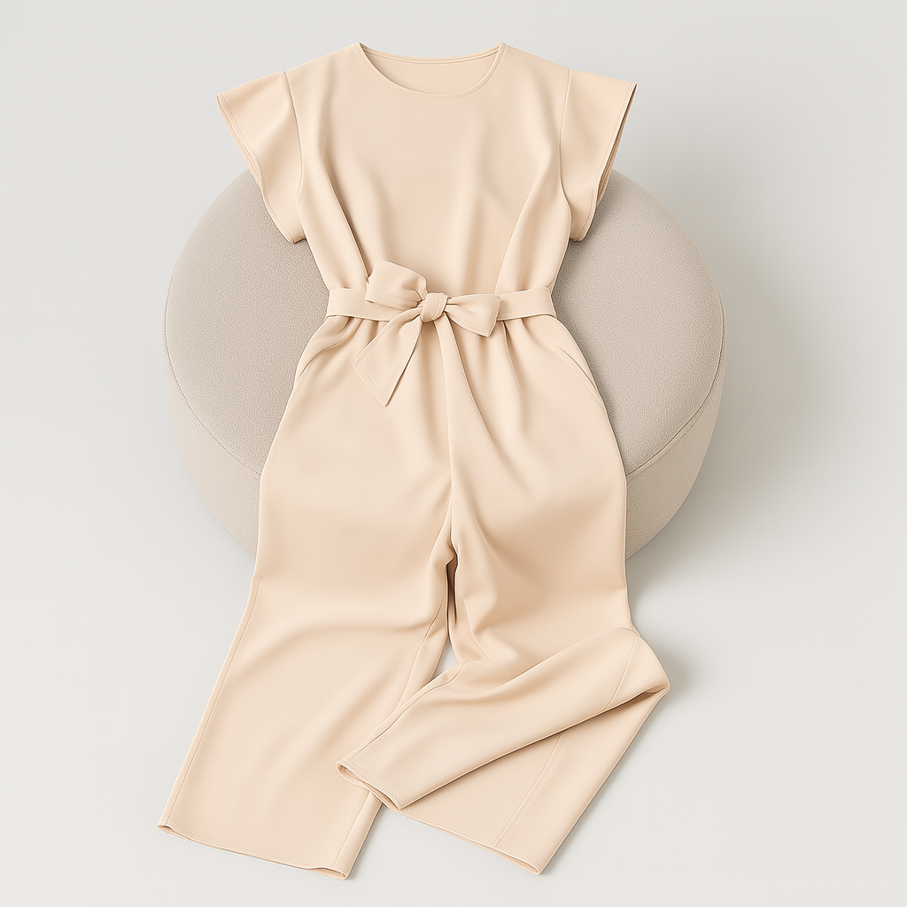 Women Ruffle Sleeve Jumpsuit | Belted Waist