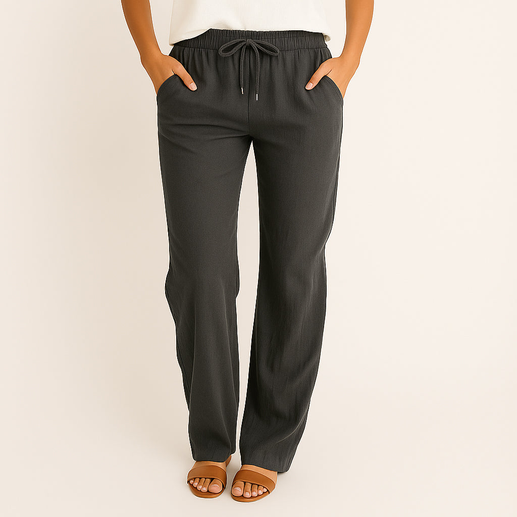 Ladies Wide Leg Pants | Drawstring Waist