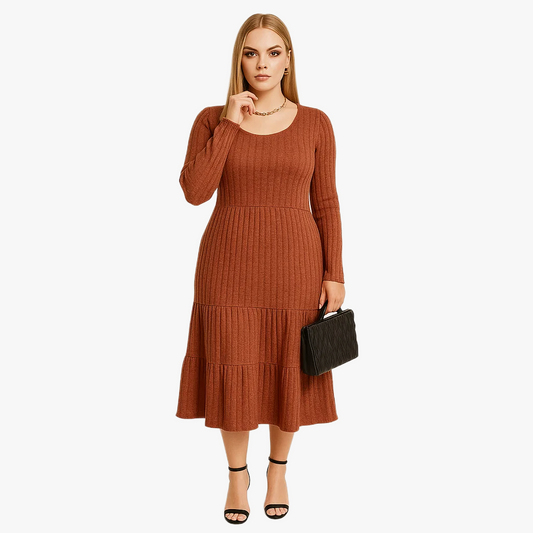 Women Long Sleeve Knit Dress | Flared Fit