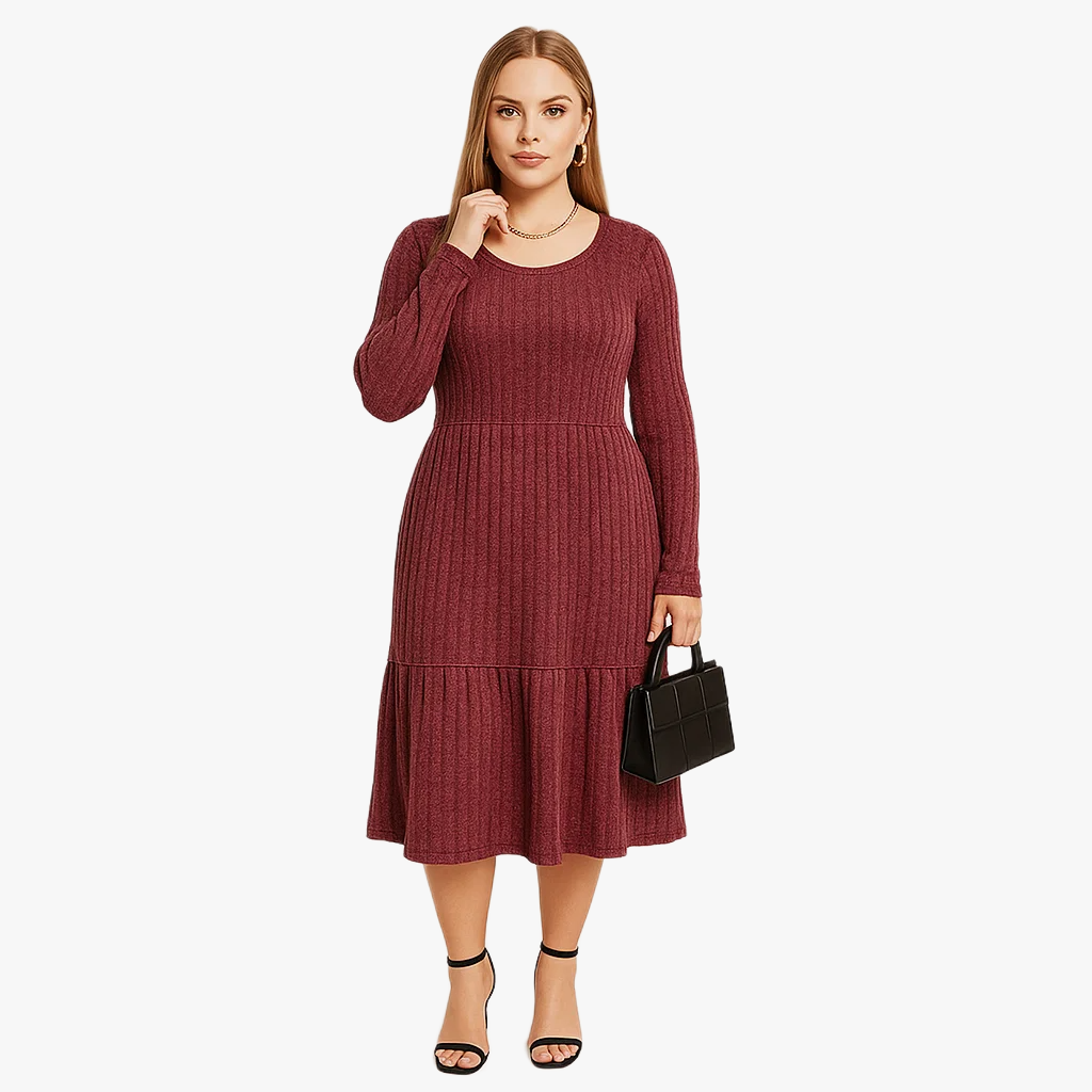 Women Long Sleeve Knit Dress | Flared Fit
