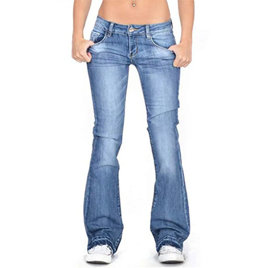 Women Flared Blue Jeans | Low Waist