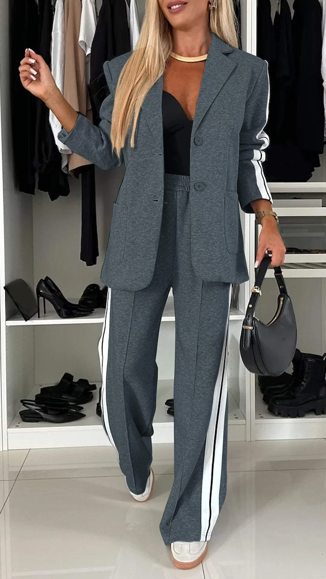 Trouser Suit For Women | Casual Stripe Design