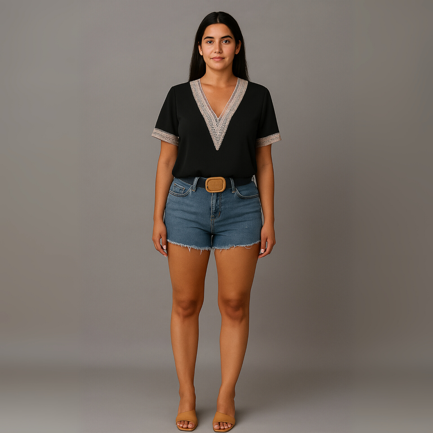 Women V Neck Lace Blouse | Short Sleeve Casual